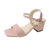 Buckle With Net Red Fairy Style Chunky Heel