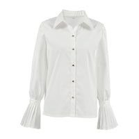 Elegant French Style Shirt Design Ruffled White Commuter Business Women's Clothing