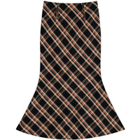 Plaid Mid Length Plaid Half Length Fishtail Skirt