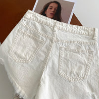 Hot Girl Ripped Frayed Vintage Denim Shorts - Chic Angle