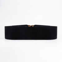 New Black Double Ring Fashion Elastic Belt Gold Metal Buckle Elastic Waist Wide Waist Seal Simple And Versatile