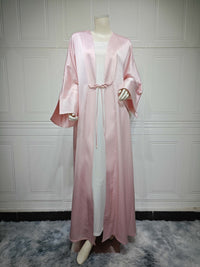 Middle East Muslim Robe Fashion Satin Soft Dress