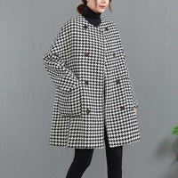 Woolen Plus Size Women's Clothing Houndstooth Coat