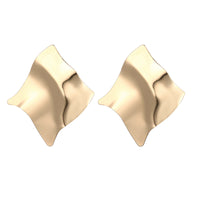 European and American Personality Trend Earrings Metal Texture Folds Exaggerated Geometric Earrings