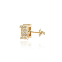 European Hip Hop Micro Inlaid Zircon Square Ear Studs