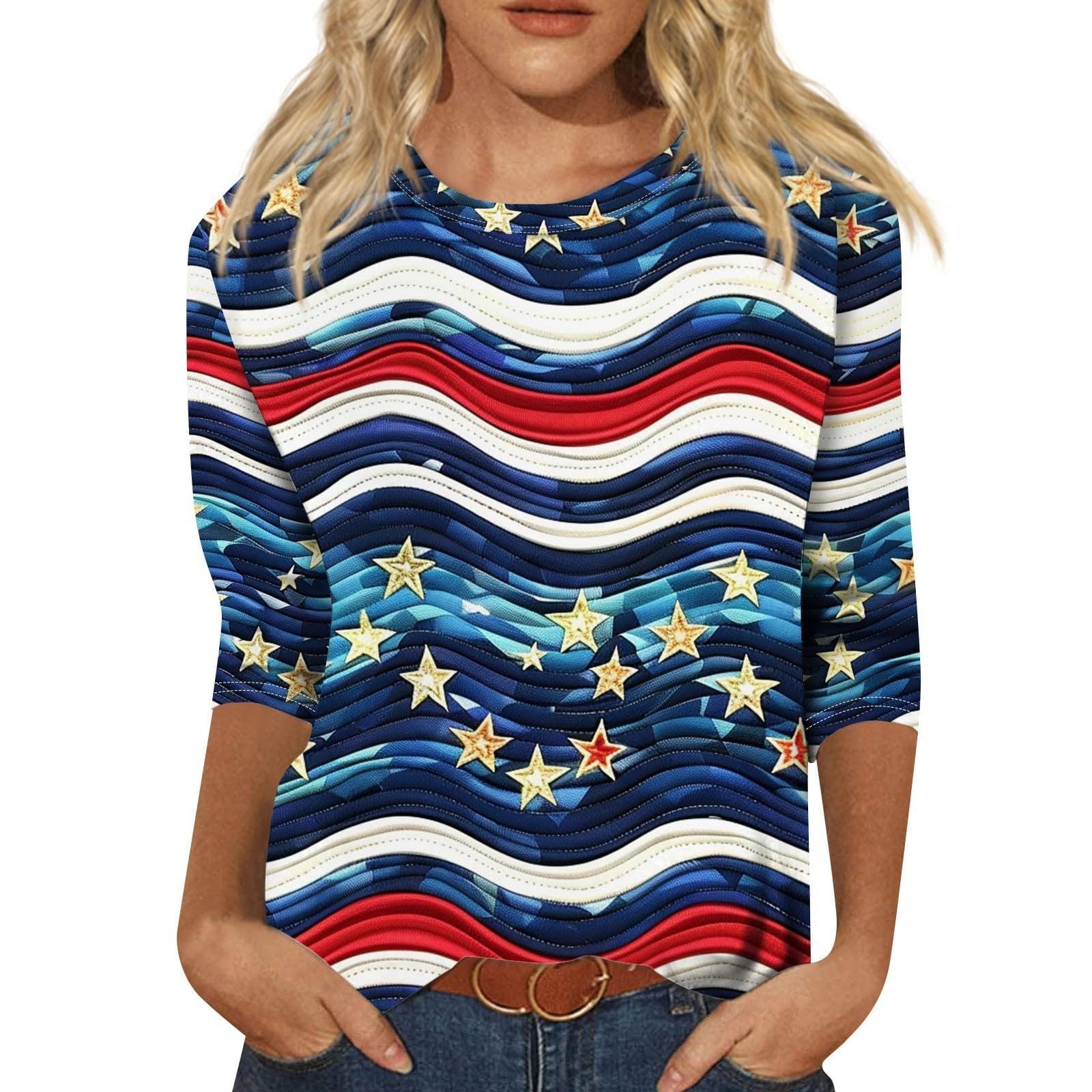 Long Sleeve Round Neck Slim Summer Tie-dyed Printed Clothing - Chic Angle