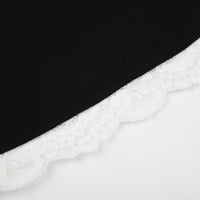 Contrast Color Lace Hot Girl Knitted Fashion Design Sense Bottoming Small Slip Top Women