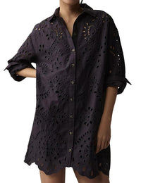Women's Loose Long-sleeved Casual Hollow Pleated Shirt
