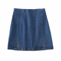 High Waist Stretch Double Slit Denim Hip-wrapped Skirt Skirt