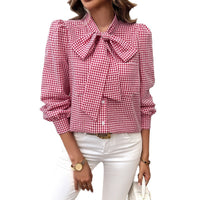 Top Women's Contrast Color Long Sleeves Shirt