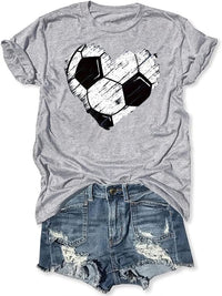 Personalized Love Football Pattern Printed Color Round Neck Short Sleeve