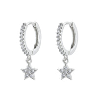 Women's Sterling Silver Needle Geometric Stars Diamond Personalized Earrings