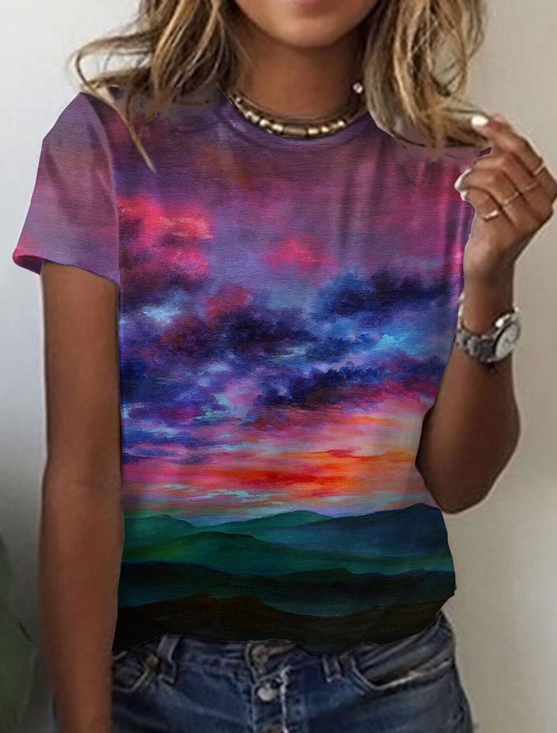 Summer New Printed Round Neck Short Sleeve - Chic Angle