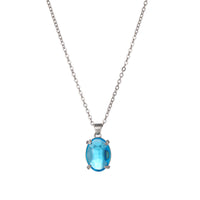 Chic Blue Crystal Zircon Pendant Necklace for Women Trendy Simple Chain Necklace Fashion Jewelry Gifts