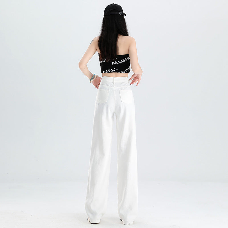 New Slimming High Waist Denim Pants All-matching Slim Fit Straight