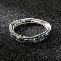 Diamond-embedded Stretch Bracelet 2mm Single Row Color