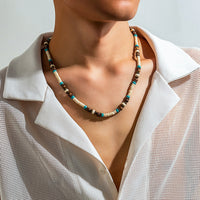 Men's Bohemian Wooden Bead Stitching Beaded Necklace - Chic Angle