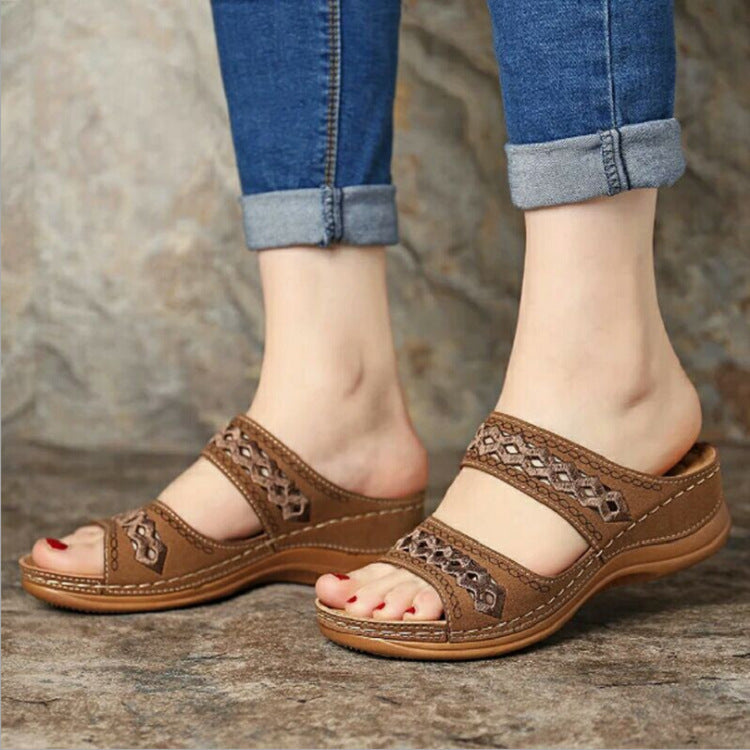 Thick Sole Retro Sewing Ethnic Style Casual Women's Slippers