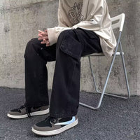 Cargo Jeans Men's Distressed Straight Loose Pants