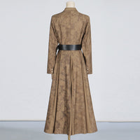 Blooming Texture V-neck Leather Slimming Trench Coat Women