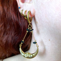 Moon Earrings Pendant Agate Stone Chain