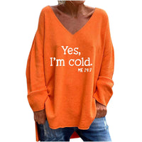 Women's Solid Color And V-neck Loose Casual Long Sleeves Top