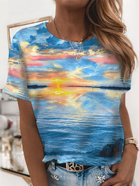 Summer New Printed Round Neck Short Sleeve - Chic Angle