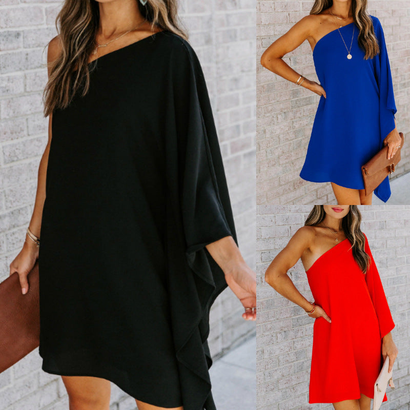 Loose Temperament Ladies Lotus Leaf Sleeve Dress