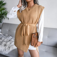 Casual Lace-up Vest Sweater Dress Knitted