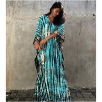 Rayon Printed Blooming Loose Vacation Robe Beach Dress Bikini Sun Protection Shirt