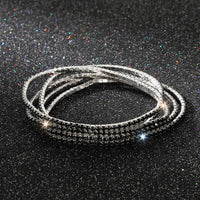 Diamond-embedded Stretch Bracelet 2mm Single Row Color