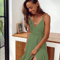 Women's Small Open Back Bottom Split Long Dress