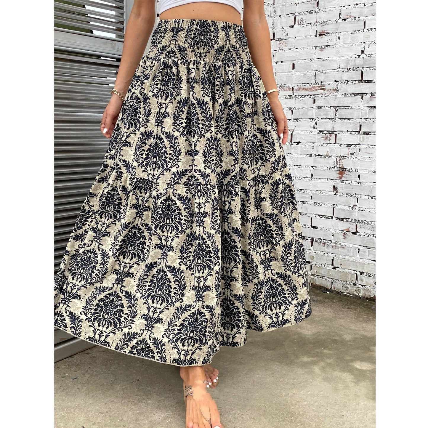 All-matching Slim Fit Pleated High Waist Long Skirt