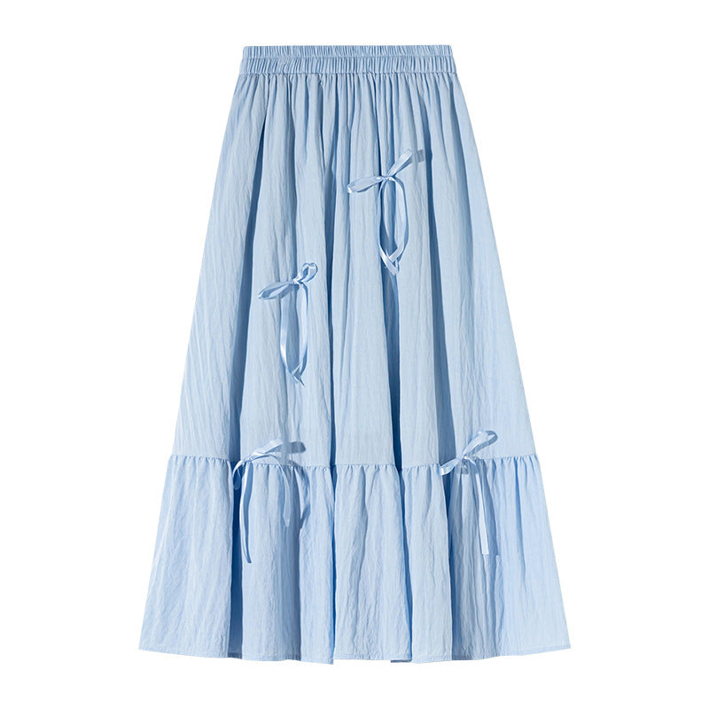 French Ballet Style Bow Layered Cake Dress Skirt For Women