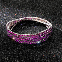 Diamond-embedded Stretch Bracelet 2mm Single Row Color