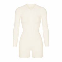 High Waisted Zippered Cardigan Insulation Jumpsuit