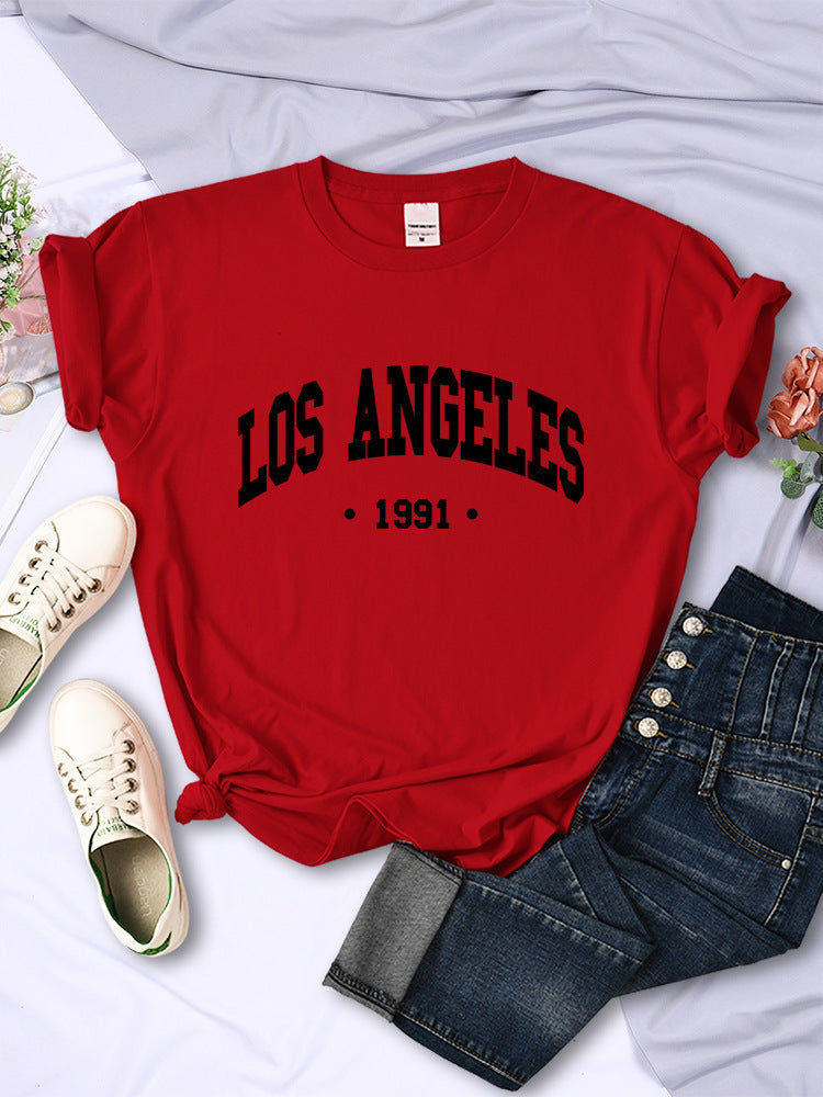 Women's City Letter Printed T-shirt In 1991 - Chic Angle