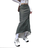 Casual Millennium Style Pleated Irregular Hip Bag Irregular Fishtail Skirt