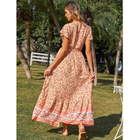 Ruffle Sleeves V-neck Lace Irregular Big Dress