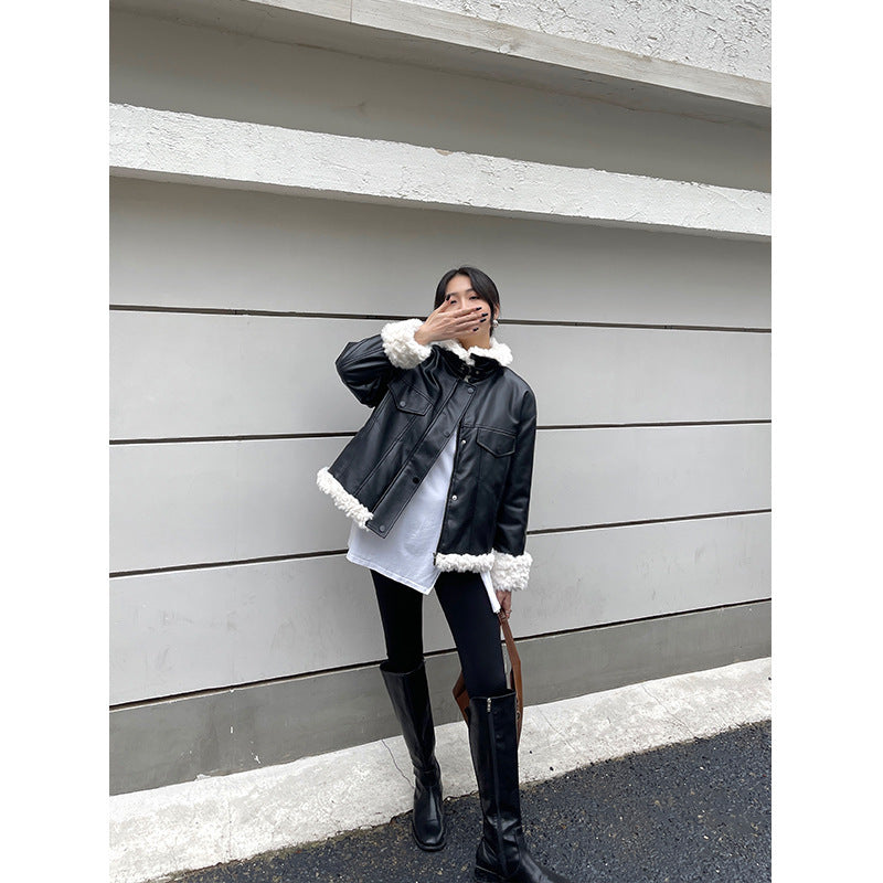 Korean Version Of Loose Retro Hong Kong Flavor Thick Lamb Fur