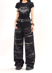 Men's And Women's Punk Hip Hop Casual Wide-leg Straight Pants