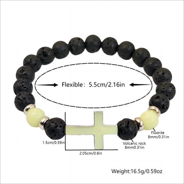 Volcanic Rock Luminous Vintage Bracelet Luminous Cross Bead Bracelet