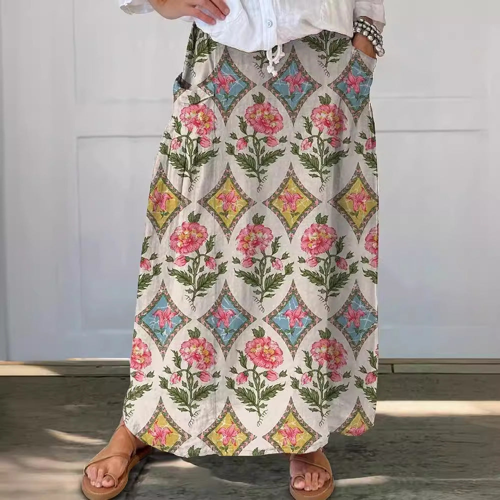 Women's Retro Art Pocket Skirt