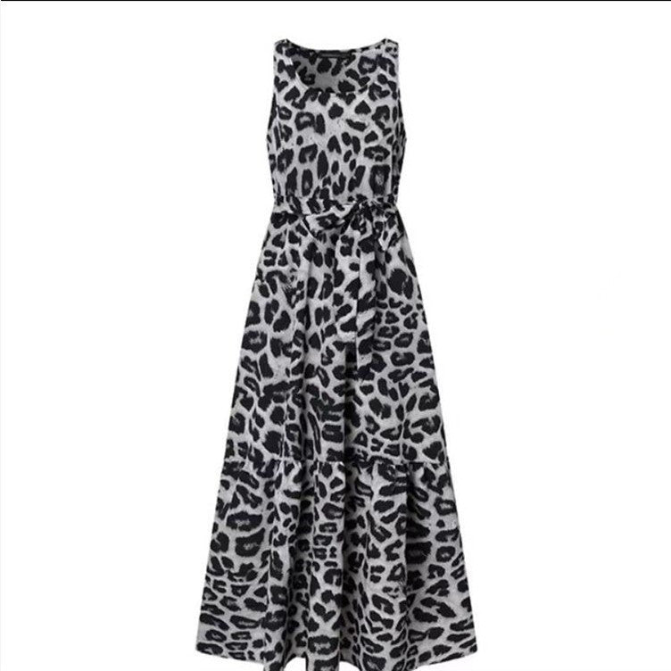 Sleeveless Belt Irregular Cake Maxi Dress
