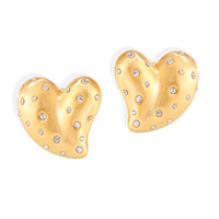 Diamond Love Heart Earrings Brushed Simple Niche