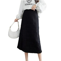 Knitted Skirt Mid-length Straight Package Hip High Waist