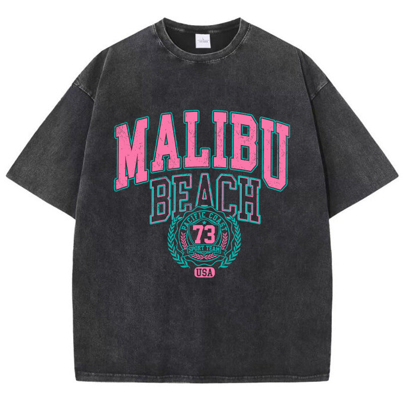 Street European And American Pure Cotton Washed T-shirt