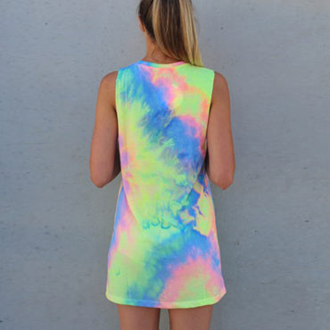 European And American Sleeveless Printed Dress Women