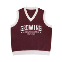Jacquard Letter V-neck Knitted Sweater Vest