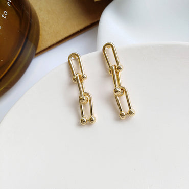 Small U-shaped Cold Wind Chain Earrings